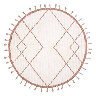 Nattiot Bielo-hnedý bavlnený ručne vyrobený koberec Nattiot Come, ø 120 cm