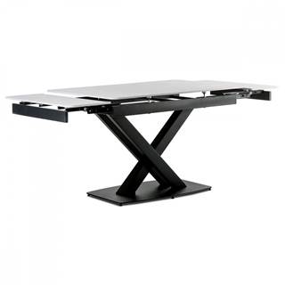 AUTRONIC HT-450M BK Jedálenský stôl 120+30+30x80 cm, keramická doska biely mramor, kov, čierny matný lak